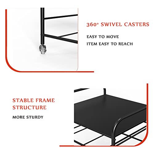 Dhmaker Fridge Stand With Storage, 2 Drawer Organization Fridge Cart For Mini Fridge, Black Frame With Grey Drawers, Rolling Cart With Swivel Wheels #TOP4