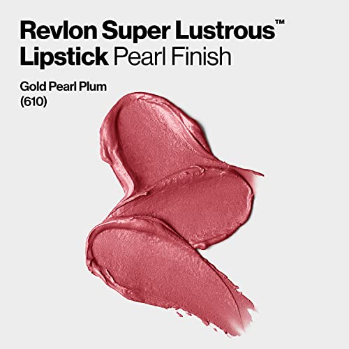 Lipstick By Revlon, Super Lustrous Lipstick, High Impact Lipcolor With Moisturizing Creamy Formula, Infused With Vitamin E And Avocado Oil, 610 Gold Pearl Plum #TOP3