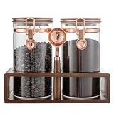 Flmeyaza Glass Coffee Canister Set with Shelf and Spoon, Set of...