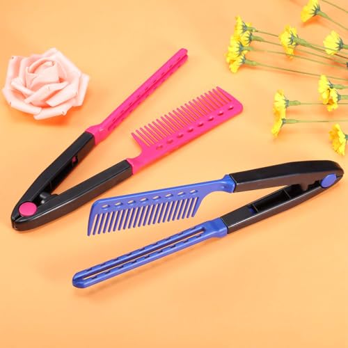2 Peines Alisadores Planos para Salón, Rojo y Azul miniatura 5
