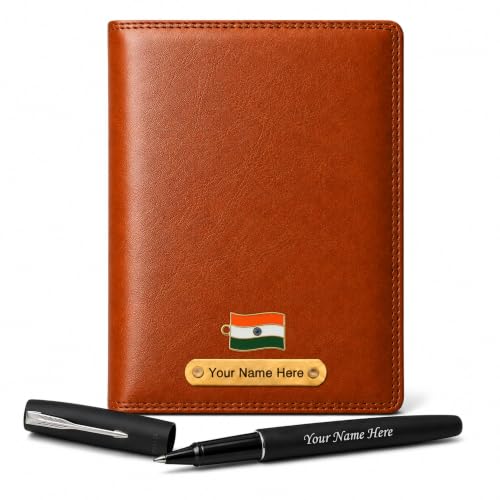 Image of SAVRI Personalized Gifts Customized Brown Diary with Name & Parker Roller Pen Gift Set | Premium Office Diary & Silver Clip Pen | Corporate Gift for Employees, Birthday, Anniversary & Professional Use