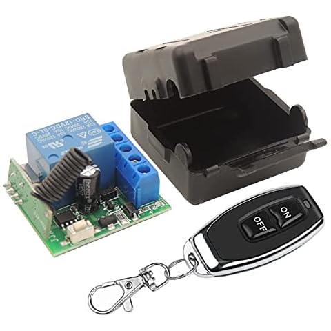DieseRC 433Mhz Universal Wireless Remote Control Switch DC 12V 1CH RF Relay Receiver Module with 1 Transmitter, EV1527 Learning Code Smart Home Remote Switch Cover