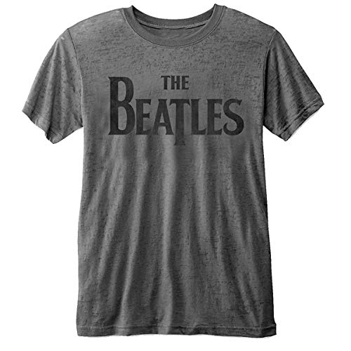 Image of The Beatles Drop T Logo Burnout Official Tee T-Shirt Mens Unisex (X-Large) Grey