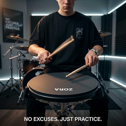 Image of Zora 12 Inch Drum Practice Pad | Chop Builder Training Pad | Portable Snare Drum Practice Pad with Realistic Rebound (12 Inch)