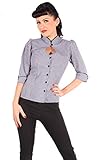 Karo Puffärmel Shirt SugarShock Damen Rockabilly Gingham Bluse 152789163 Schwarz L
