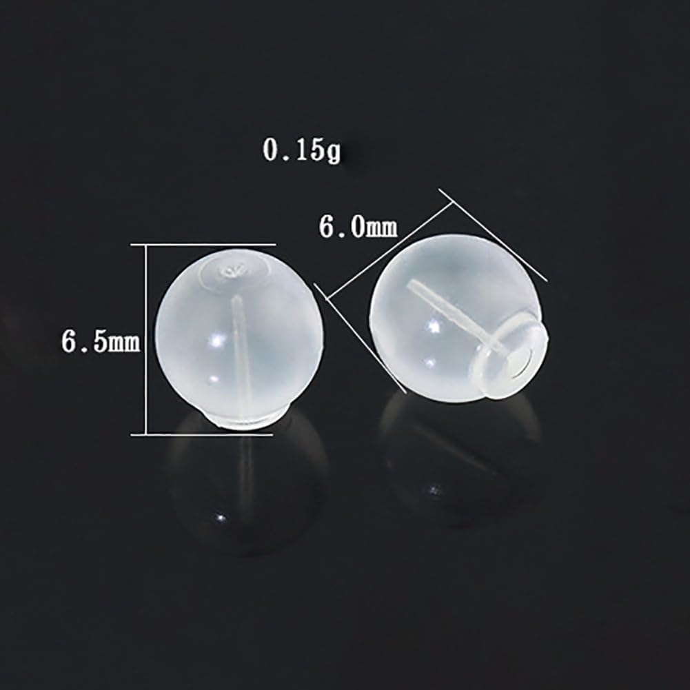 100 Pcs Round Ball Earring Backs Soft Clear Earring Backings Dangle Earring Stoppers Earring Safety Backs for Studs Earring Backs Replacements Comfort Post Earring Backs - Image 2