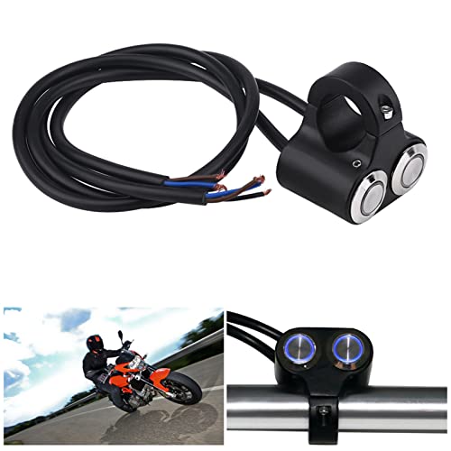 Motorcykelstyre Strålkastare, Motorcykel Motor Start Kill Switch, 7/8 tum 22mm Motorcykel Styre Strålkastare Strålkastare Broms Dimljus PÅ/AV med indikatorlampa(blue)