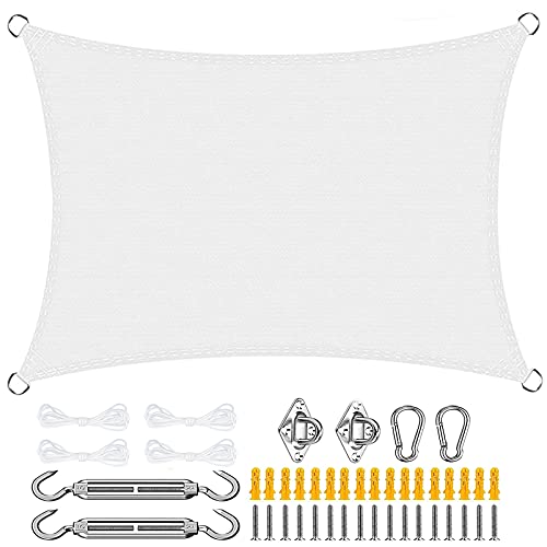 CHBIN Sun Shade Sail 3x3.5m Patio Shade Rectangle with Free Rope for Outdoor Patio Garden Lawn Pergola Decking, White