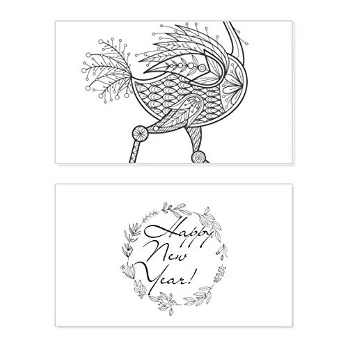 Tarjeta de año nuevo con frase en inglés Bird Paint Running conmemorativa