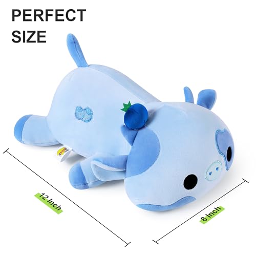 Onsoyours Cute Cow Plushie, Soft Stuffed Blueberry Cow Squishy Plush Animal Toy Pillow for Kids (Blueberry Cow, 12\") - Thumbnail 4