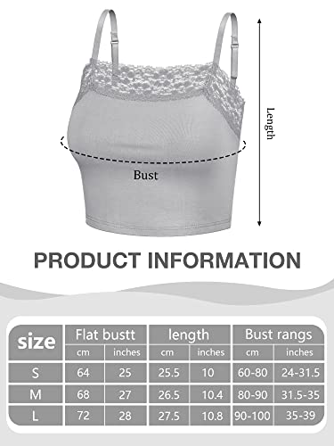 4 Camisetas sin Mangas Mujer Top de Tirantes Medio con Ribete Encaje Transpirable (L, Gris, Rojo Vino, Azul Marino, Negro)