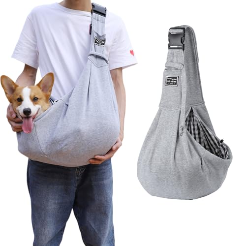 RNXSIB Tragetuch Hund, Verstellbarer Tragegurt, Hundetragetasche, Hunde Tasche, Haustiere Bis 7.5 kg, Grau, Fr Kleine Hunde, Spaziergnge, Parkbesuche, Tierklinikbesuche, ffentliche Verkehrsmittel
