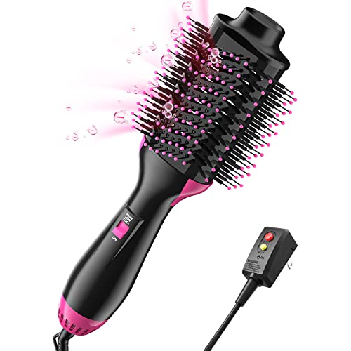 Hair Dryer Brush, Blow Dryer Brush, 3 in 1 Brush Blow Dryer, Hot Air Brush, One Step Hair Dryer and Styler Volumizer for Women Fast Drying Straigntening and Curlying Hair - Pink
