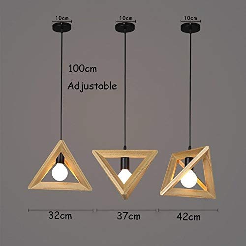 Plafonnier light bois triangle pour îlot de cuisine et restaurant cafe - 5