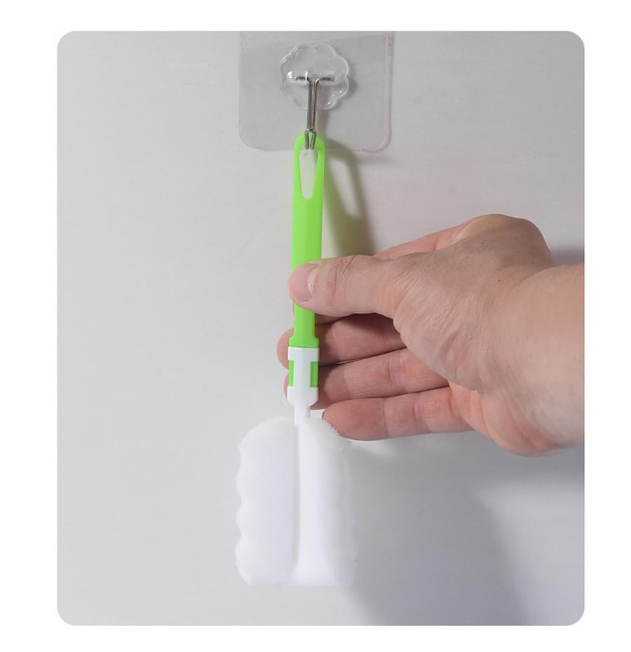 Image of 3PCS Bottle Brush Washer Set Long Handle Cup Cleaner Brush Sponge Bottle Scrubber Cleaning Sponges Brushes Cleaner Soft for Baby Bottle Kitchen Clean Glasses Mugs Cups (Color Random)