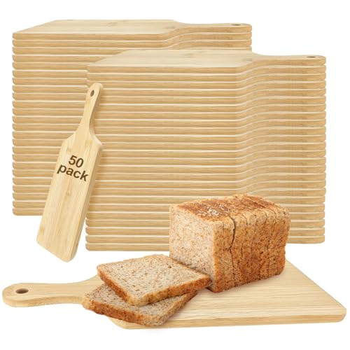 50 PCS Cutting Board Bulk Wood Chopping Board Laser Engraving Serving Board with Handle Charcuterie Boards for Customized Mother's Day Housewarming Gift 11" x 5" Bamboo