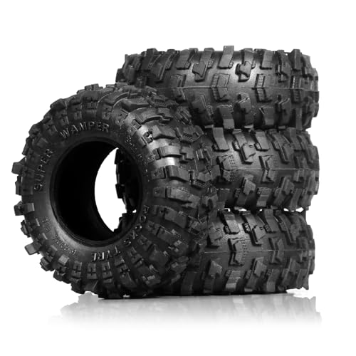 Chanjorlin 1.0 RC Crawler Tires OD 51mm 1/24 1/18 All Terrain Super Soft Sticky Rubber Mud Slingers Wheels Tyres with Foam for 1:24 1:18 Rock Crawler Car Axial SCX24 FMS AX24 FCX18 FCX24 TRX4M 4PCS