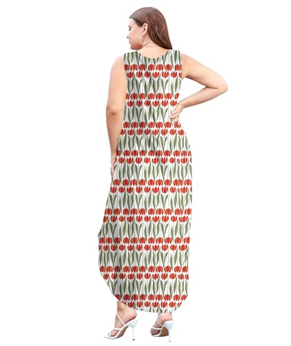 Image of Wolddress Womens 2026 Plus Size Sleeveless Tank Dress Casual Loose Sundress Split Summer Beach Long Maxi Dresses with Pockets