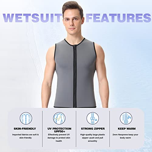 Flexel Wetsuit Tops Men 2Mm, Wet Suit Vest In Cold Water Weather, Sleeveless Wetsuit Neoprene For Surf Swim Snorkeling Canoeing Scuba Kayaking #TOP5