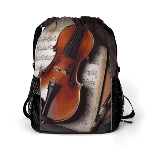 Sac à dos pour partitions de violon et sport léger avec cordon de serrage grand format