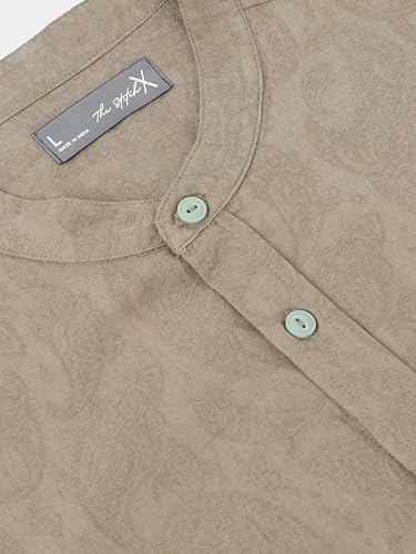 Image of StitchX Men's Full Sleeve Mandarin Collar Jacquard Shirt