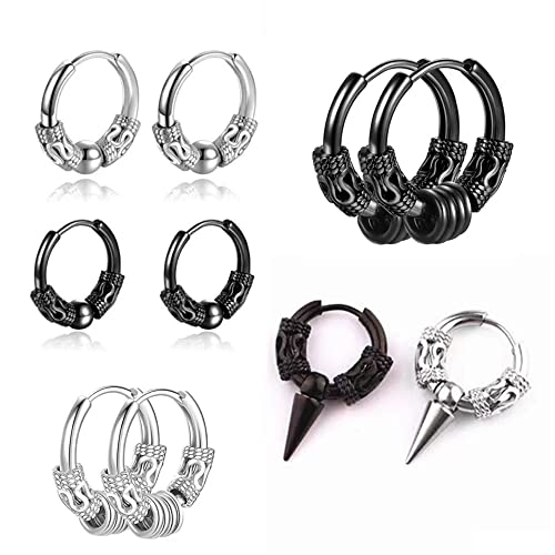 Brincos masculinos Cool Punk em aço inoxidável Hip Hop Brincos Brincos redondos Brincos para homens