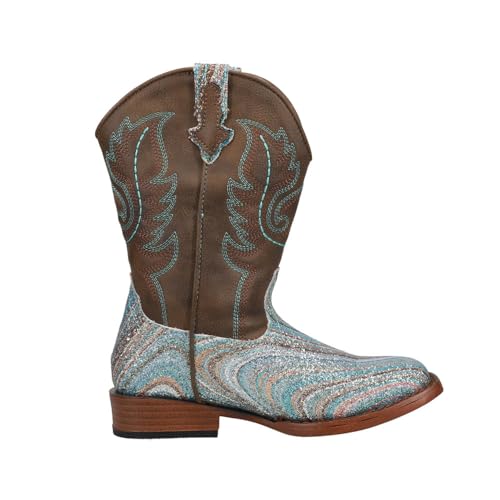 ROPER Kids Girls Glitter Swirl Ii Square Toe Casual Boots Mid Calf - Brown, Multi