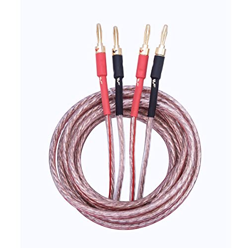 UCINNOVATE 13AWG Speaker Cable with Banana Plugs, 2 Pack 3m/9.8FT HiFi Speaker Cable Wire with Gold-Plated Banana Tip Plugs, Male to Male Audio Wire for Audiophile Speakers, AV Receiver (2X 9.8FT) by UCINNOVATE - Used condition - Image 2