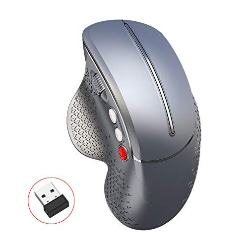BAIYI Vertikale Maus-Spiel Maus Ergonomisches Design 3600Dpi Adjustable 6 Taste 2.4G Wireless Mouse Grip Comfortable,Grau