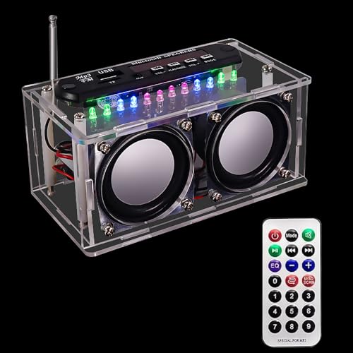 Vmxlso Kit électronique de radio FM à faire soi-même, kit d'entraînement à souder, haut-parleur Bluetooth avec LED, télécommande, kits de projets de...