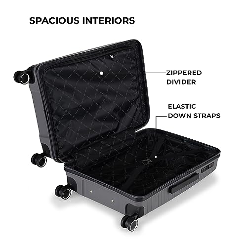 Image of Stony Brook Nasher Miles Axis 65 Cm 24 Inch Polypropylene Hard-Sided 4 Wheels Spinner Check-in Luggage Trolley Bag (Dark Grey)