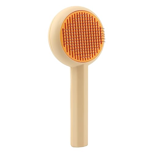 Image of Cat Brush, Self Cleaning, Detangle & Undercoat Removal, Yellow, Cat Owners