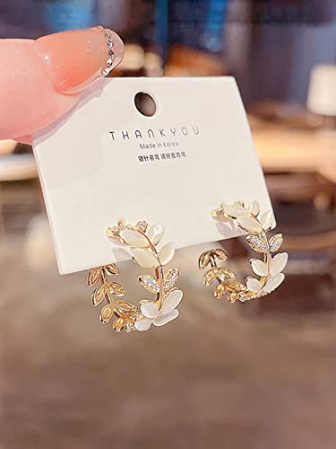 Crystal Stone Studded Half Bali Clip On Hoop Earrings