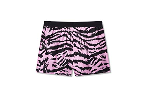 Men's Silk Boxer Shorts - Pure Mulberry Silk Underwear, Luxury Sleepwear, Pajamas Lounge Shorts - Improved Waistband (pink Tiger stripe M)2