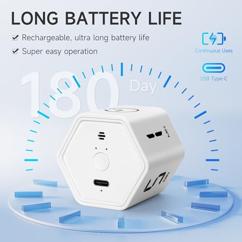 Image of Productivity Timer 1, 5, 10, 30, 60 Minutes Preset, Desk Cube Timer with Gravity Sensor /Mute /Vibration for ADHD, Work, Study, Kitchen, Back to School (White)