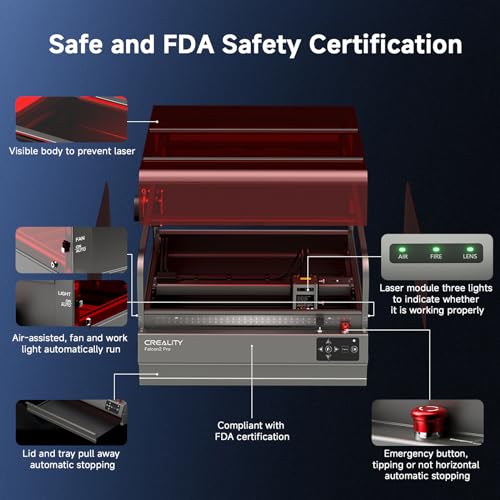 Image of Creality Falcon2 Pro 22W Laser Engraver, Enclosed Laser Cutter with Air Assist, HD Camera Positioning, Auto Fan, Class 1 Safety Laser Engravering Machine for Wood and Metal, Acrylic