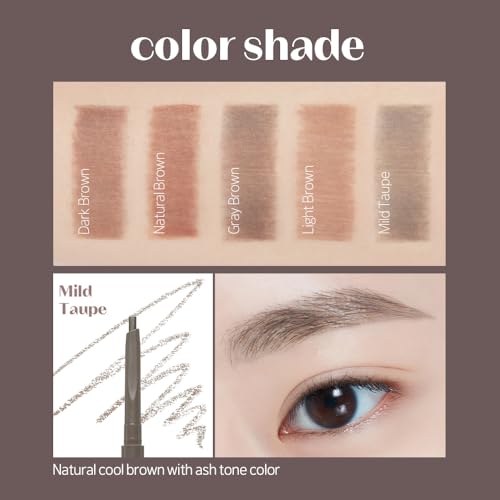 Image of ETUDE Bare Edge Brow Pencil, Eyebrow Pencil, Slim 3D Hexagon, Natural Looking, Korean Makeup, Beauty, Mild Taupe (0.003 Ounce)