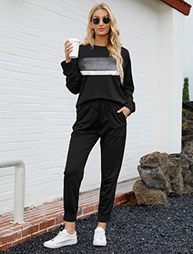 Image of Bofell Lounge Sets for Women 2 Piece Fall Outfits 2023 Fashion Trending Now Sweatsuits Tracksuits with Pockets Loose Fit