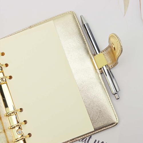 XiowDow Capa A6 Budget Binder de couro PU para caderno, 6 anéis dourados, fichários recarregáveis, f