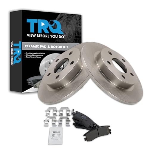 Image of TRQ Rear Brake Pad and Rotor Set Ceramic Compatible with 2000-2005 Buick LeSabre Park Avenue Pontiac Bonneville 2001-2002 Cadillac Eldorado 2001-2003 Oldsmobile Aurora