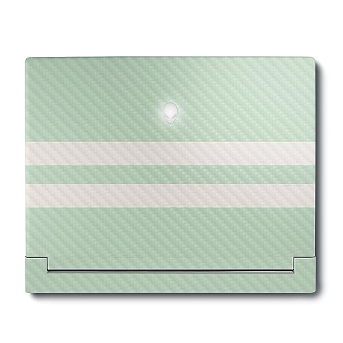 Image of MightySkins Carbon Fiber Skin Compatible with Alienware X16 R1 (2023) Full Wrap Kit - Mint Stripes | Protective, Durable Textured Carbon Fiber Finish | Easy to Apply & Change Styles | Made in The USA