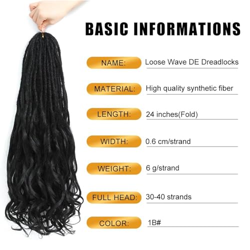 DT CHERYL Loose Wave Dreadlocks 24 Inch 10 Strands Double Ended Dreadlock Extensions With French Curly Ends - Image 3