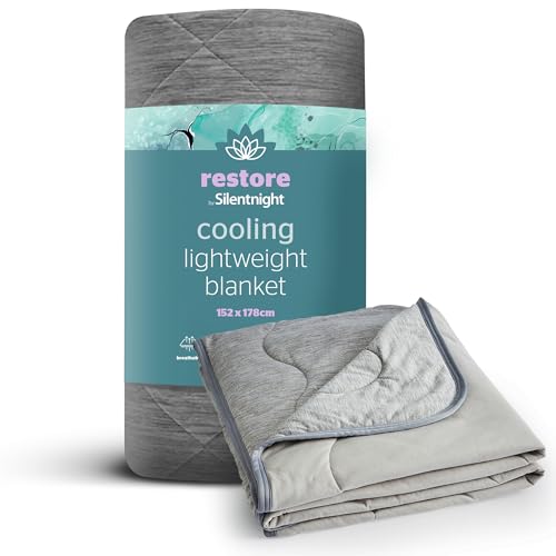 Silentnight Restore Cooling Lightweight Blanket - Comfortable Breathable Cool Feeling for Night Sweats Hot Flushes Menopause - Summer Throw for Sofa & Bed Prevents Overheating Fabric, Medium, Grey Silentnight Restore Cooling Lightweight Blanket - Comfortable Breathable Cool Feeling for Night Sweats Hot Flushes Menopause - Summer Throw for Sofa & Bed Prevents Overheating Fabric, Medium, Grey