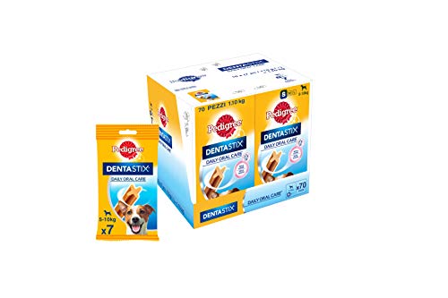 Pedigree Dentastix Snack per la Igiene Orale (Cane Piccolo 5-10 kg) 110 g 7 Pezzi - 10 Confezioni da 7 Pezzi (70 Pezzi totali)