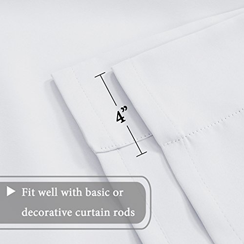H.versailtex Pure White Curtain Thermal Insulated Tie Up Window Shade Light Blocking Curtains For Bathroom, Rod Pocket Panel- 42In Wide By 63In Long #TOP2