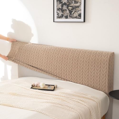 Image of HOMETHREADS Stretchable Lycra /Velvet Headboard Cover | Soft, Dust-Proof & Wrinkle-Resistant Bed Back Protector | Fits Leather, Wooden & Fabric Bedsides | for 3ft to 3.5ft Beds (Beige,90x65cm)
