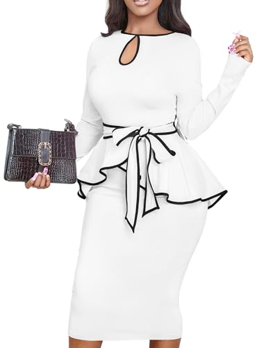 Image of Women's Bodycon Vintage Dresses Elegant Peplum Dresses for Women Business Work Office