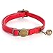 salbsever Red Cat Collar, Breakaway Leather Cat Collar Adjustable Red Kitten Collars with Bell Quick Release Buckle for Most Cats and Kittens