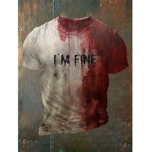 Generic Im Fine Bloody Shirt Halloween Bloody Cloth Men Horror Tshirts Funny Shirts Gift, 5X-Large2