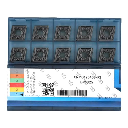 CDBP Insertos de Carburo de CNC CNMG120408 CNMG432 - mecanizado universal de acero, plaquitas de torneado -recubrimiento TiN, 10 piezas